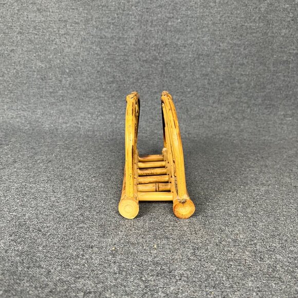 Vintage Bamboo Napkin Holder Boho Rounded Criss Cross Pattern Tiki Boho - Picture 2 of 6